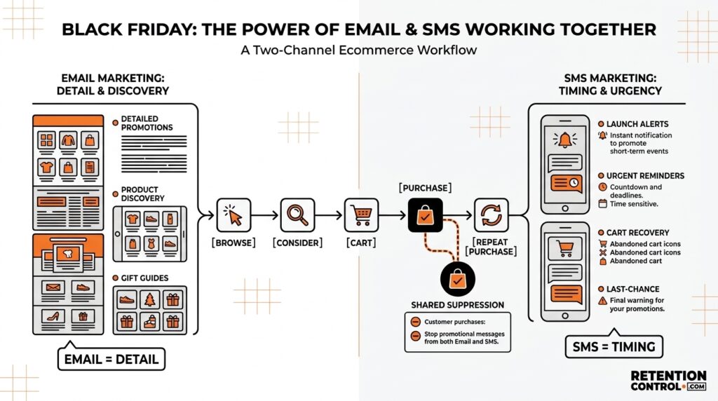 How email and SMS work together for Black Friday marketing